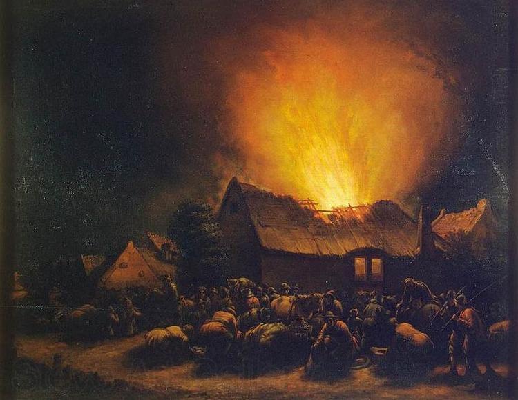 Egbert van der Poel Fire in a Village Norge oil painting art